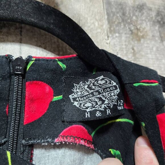 Hearts & Roses Kids Bombshell Cherry 50's Swing Dress Black 1-2 Years - Picture 4 of 5